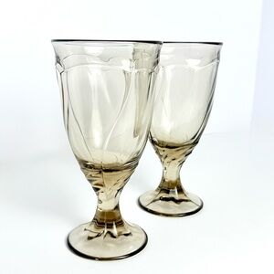 Vintage Noritake Sweet Swirl Tawny Brown Set of 2 Iced Tea Goblets
